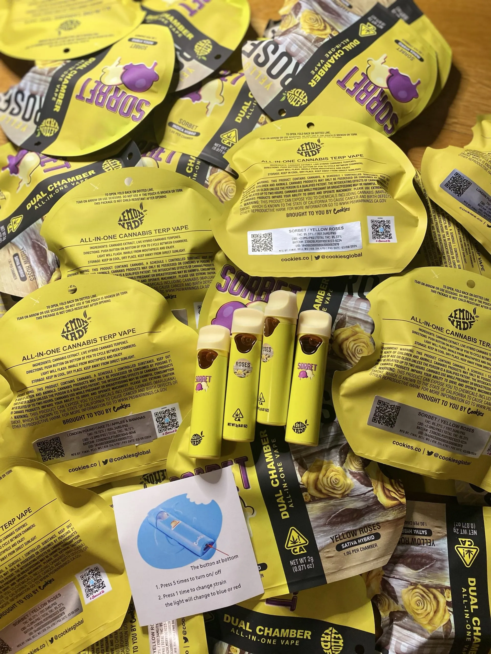 Cookies lemon Dual Chamber All-in-One THC Live Resin och Liquid Diamonds 0,5g+0.5g (1g)