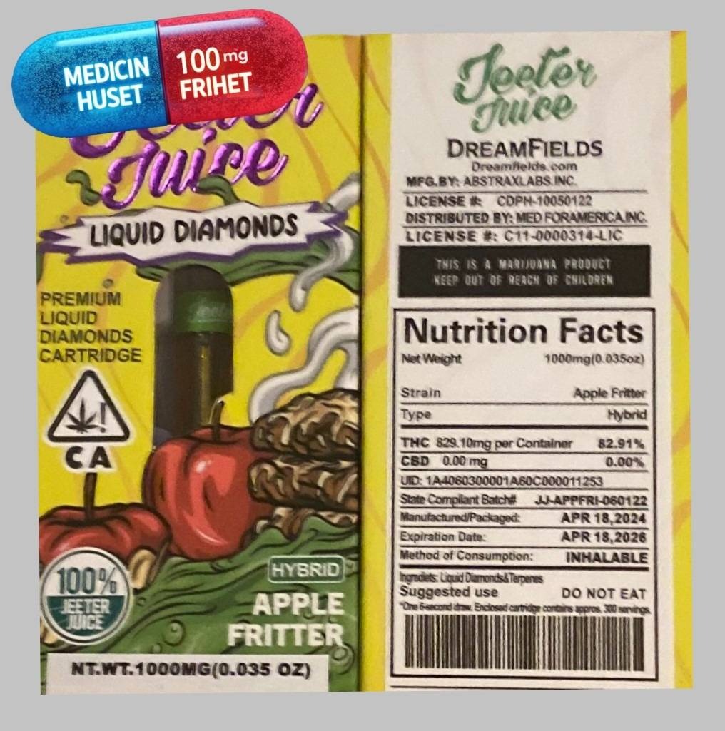 Juice Vape Cartridges 1ml 84% THC (Appel Fritter)